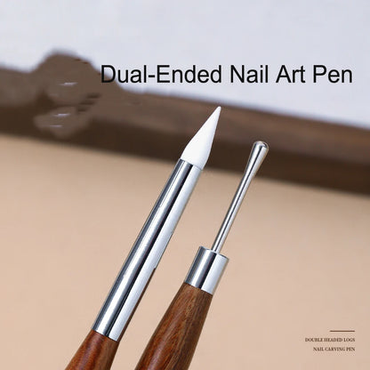 1Pcs Double-ended Nail Art Brush Silicone Carving/Painting Flower Nail Pen Gel Polish Glue Adjusting Embossing DIY Manicure T