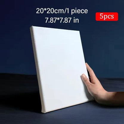 5pcs White Blank Square Artist Canvas Wooden Board Frame Cotton Artist Canvas Boards for Oil Painting Acrylic Watercolor - 5p