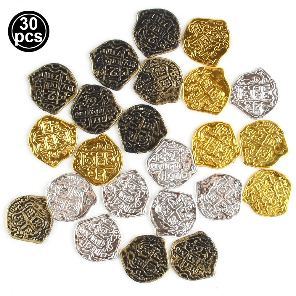 Pirate Party Fake Gold Coins Bulk 1 5 10 20 50 100 Denomination Gold Coins Pirate Themed Party Supplies Game Gift Kids Favors