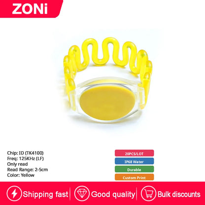 RFID IC ID Silicone Wristband Fudan F08 S50 M1 13.56MHz / TK4100 Chip 125KHz Waterproof Wrist Tag for Swimming & Foot Spa 20P