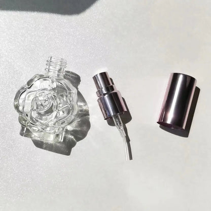 Perfume Bottle 10ML Glass Spray Mini Rose Shape Bottle Empty Cosmetic Alcohol Container Mist Atomizer Travel Simple Sprayer