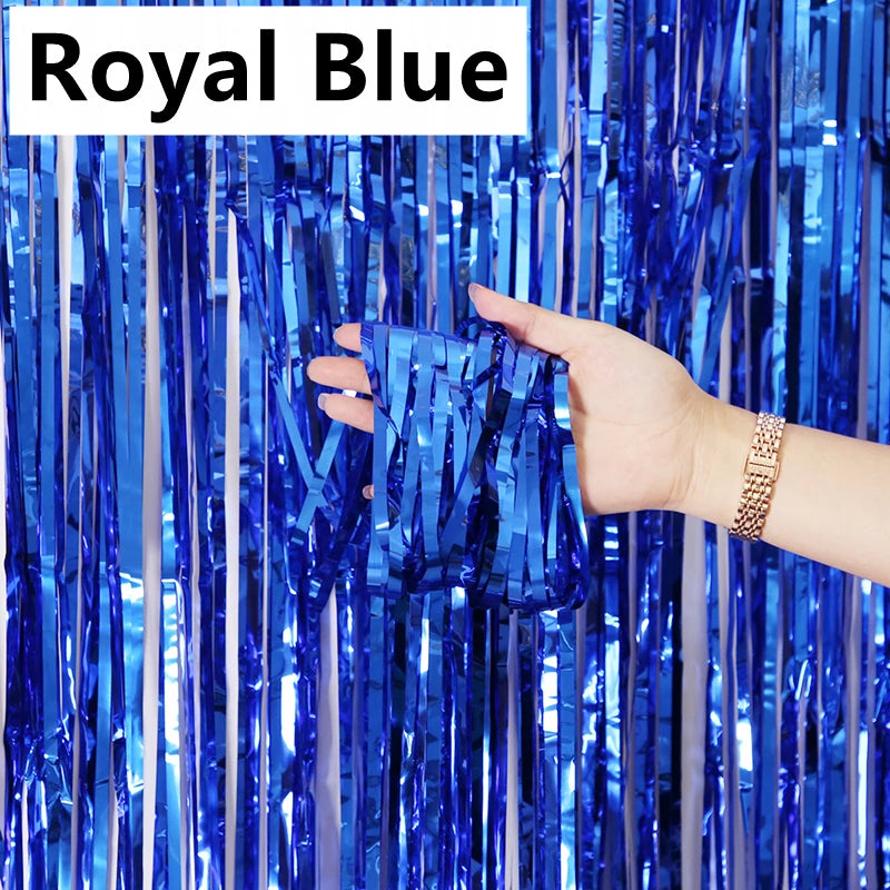New 4/2/1Pack Party Backdrop Metallic Foil Fringe Tinsel Curtain Adult Kids Birthday Party Wedding Decoration Baby Shower Fav