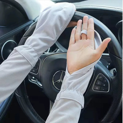 Women's Summer Sunscreen Sleeves Breathable Horseshoe Gloves UV Protection Driving Gloves Quick Drying Outdoor - GRAY
