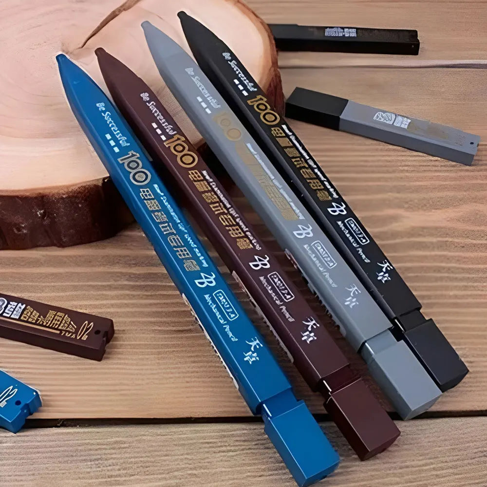 3 pencils and 48 leads 2B black mechanical pencils without sharpening leads are convenient and practical (mixed colors)