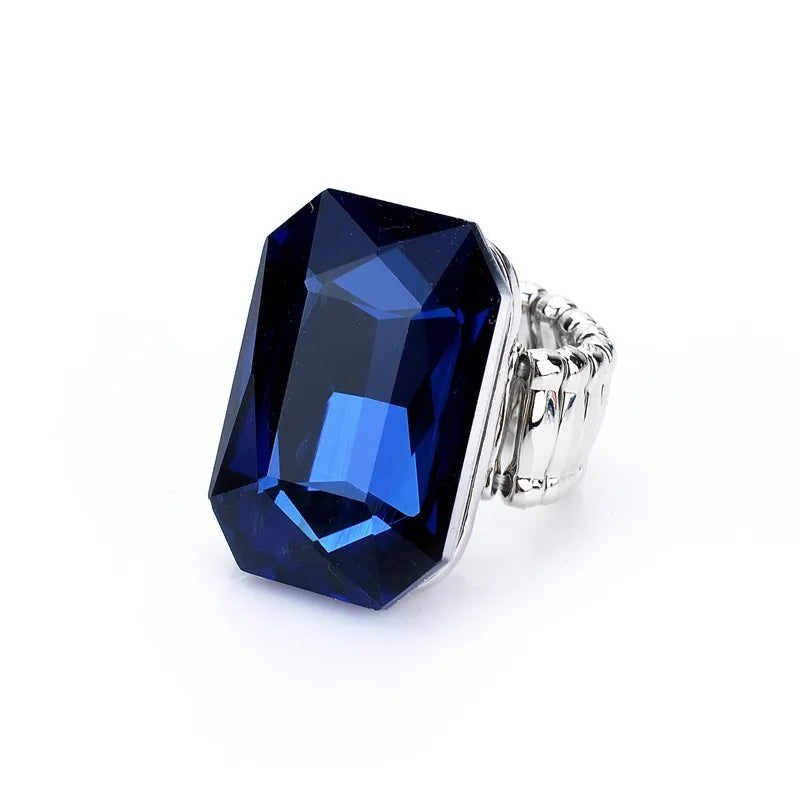 Personality Elegant Big Ring for Women 7 Colors Big Resin Stone Fashion Elastic Stretch Finger Rings Jewelry Christmaswholesa