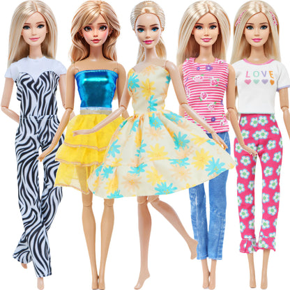 5 Set 3 Set Handmade Fashion Doll Outfit Daily Casual Wear Blouse Shirt Vest Bottom Pants Skirt Clothes for 1/6 Doll Accessor