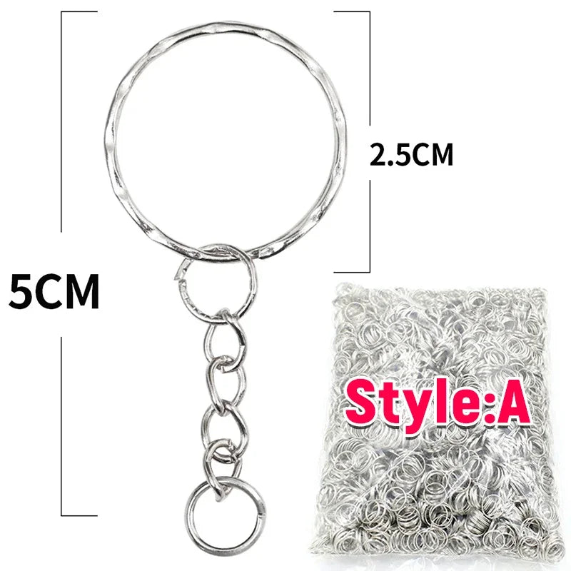 Silver Plated Metal Blank Keyring Keychain Split Ring Keyfob Key Holder Rings Women Men DIY Key Chains Key Ring Accessories -