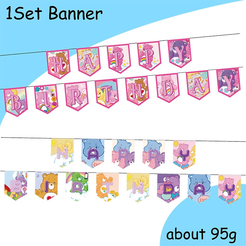 Care Bear Party Supplies Disposable Plate Napkin Tablecloth Cake Topper Gifts Bag Kids for Birthday Party Decorations Set Gif