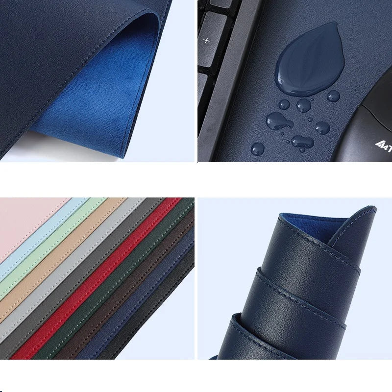 Leather Desk Pad Protector, Large Mouse Pad, Office Desk Mat, Non-Slip PU Leather with Stitched Edges Desk Blotter, Desktop M