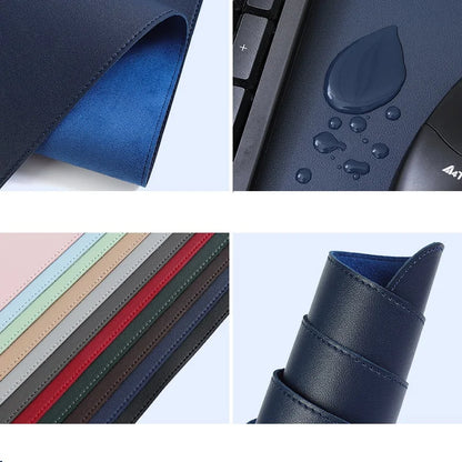 Leather Desk Pad Protector, Large Mouse Pad, Office Desk Mat, Non-Slip PU Leather with Stitched Edges Desk Blotter, Desktop M