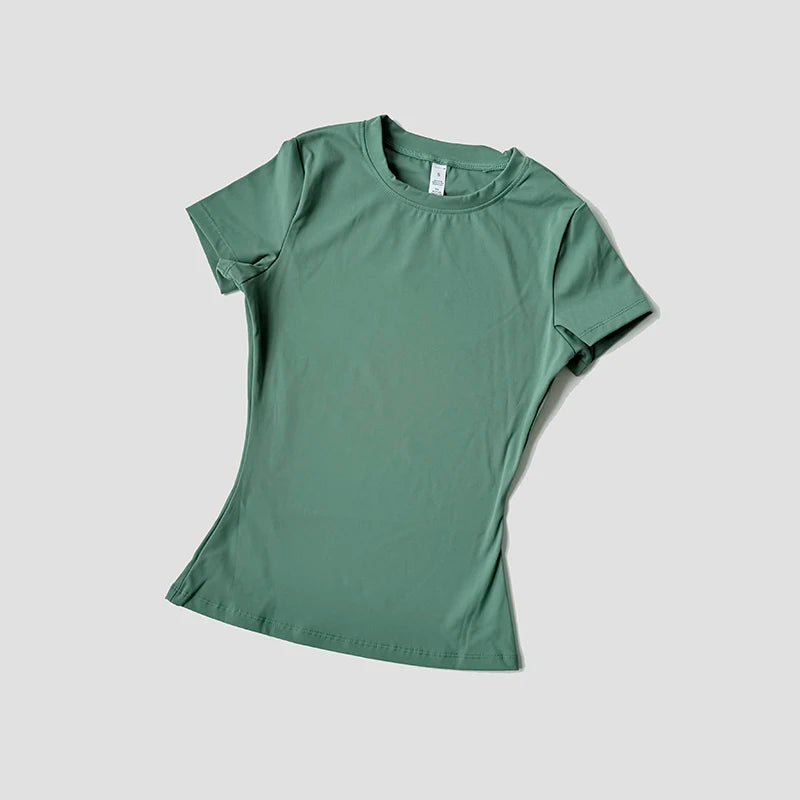 Women Yoga Top Seamless Sport T Shirts Fitness Clothes Short Sleeve Yoga Shirt Gym Top Running Active Wear - Green / L