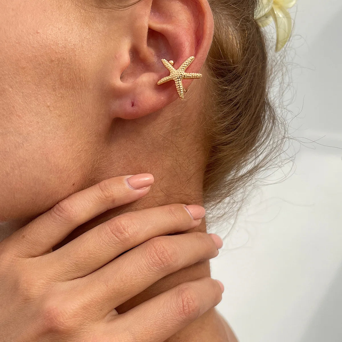 LATS Starfish Shell Flower Clip Earrings for Women Gold/Silver Color Non-Piercing Ear Cuff Daily Jewelry Accessories Party Gi