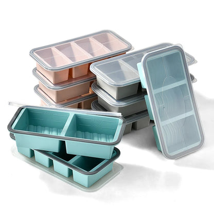 New Freeze Preservation Mold Giant Large Silicone Ice Cube Tray Mold with Lid Food Storage Container Baking Mold Kitchen Tool