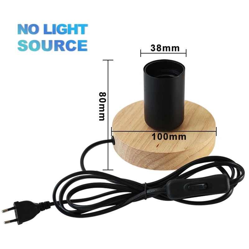 Modern Wood Table Lamp Retro E27 Desk Deco Light Indoor Art Lamps Living Room Bedroom Bedside Decoration Bar Lights Base EU P