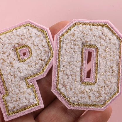 Pink Letters Towel Embroidered Iron On Sew On Patch Applique Diy Name Badges Alphabet Patches For Clothing Bag Accessories