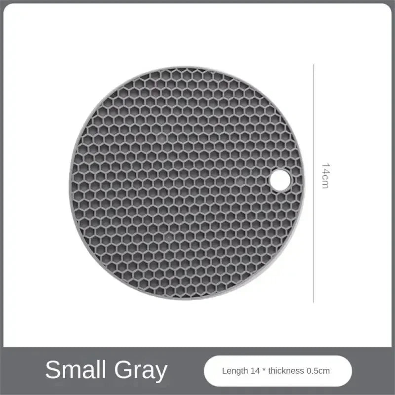 Table Mat Tool Multifunctional Kitchen Silicone Tableware Mat, Round Anti Slip Coffee Cup Coaster, Pot Holder - Small Grey