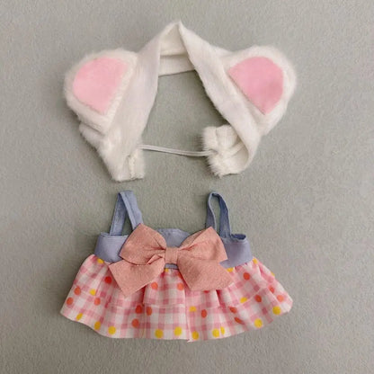 20cm Cotton Doll Clothes With Headwear Bow Headband Accessories Plush Dolls Dresses Skirt Decoration for EXO Idol Doll Access