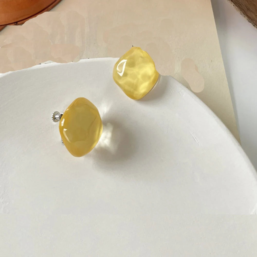 Non Pierced Irregular Geometric Ear Clip Earrings Candy Color Resin Jewelry Fashion Earcuffs For Women Pendientes Mujer - col