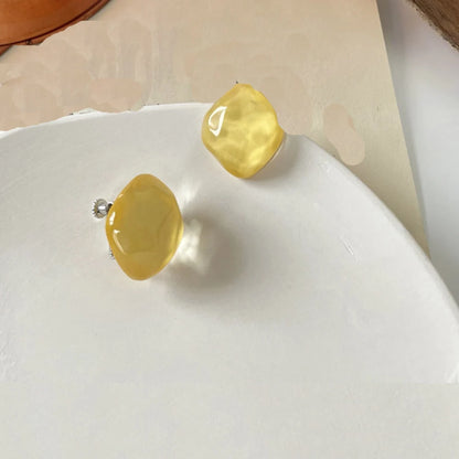 Non Pierced Irregular Geometric Ear Clip Earrings Candy Color Resin Jewelry Fashion Earcuffs For Women Pendientes Mujer - col