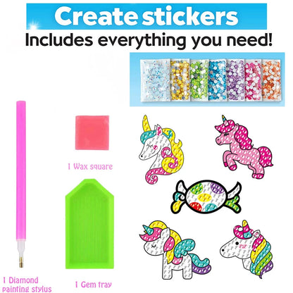 12 Create Big Gem Diamond Painting Sticker Kit Art Craft Girls Boys Unicorn Animal Sealife Magical Mosaic Dot Sticky Toys Gif