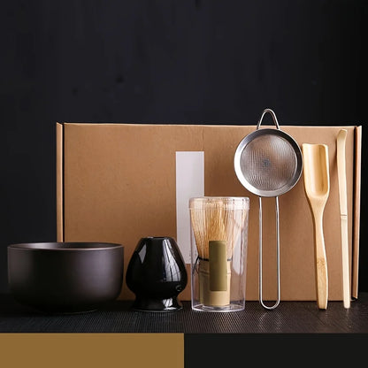 6PCS/Set Japanese-style Matcha Bowl , Spoon, Tea Whisk, Sieve Mesh, Perfect Gift For Ceremony, Traditional Decoration - Coffe