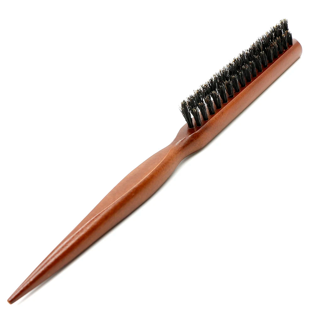 Natural Boar Bristle Hair Fluffy Comb Wood Handle Hair Brush Anti-static Barber Hair Comb Scalp Massage Hairdresser Styling T