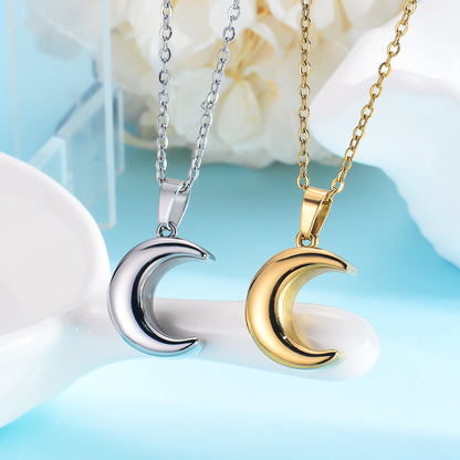 Cremation Jewelry for Ashes Moon Urn Necklace Stainless Steel Memorial Lockets Keepsakes Jewelry for Ashes Pendant - Fill Kit