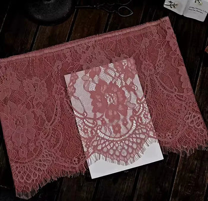 26cm Wide Eyelashes Lace Trim DIY Handmade Decoration Clothing Wedding Dress Lace Skirt Sleeve Accessories Fabric - dark pink