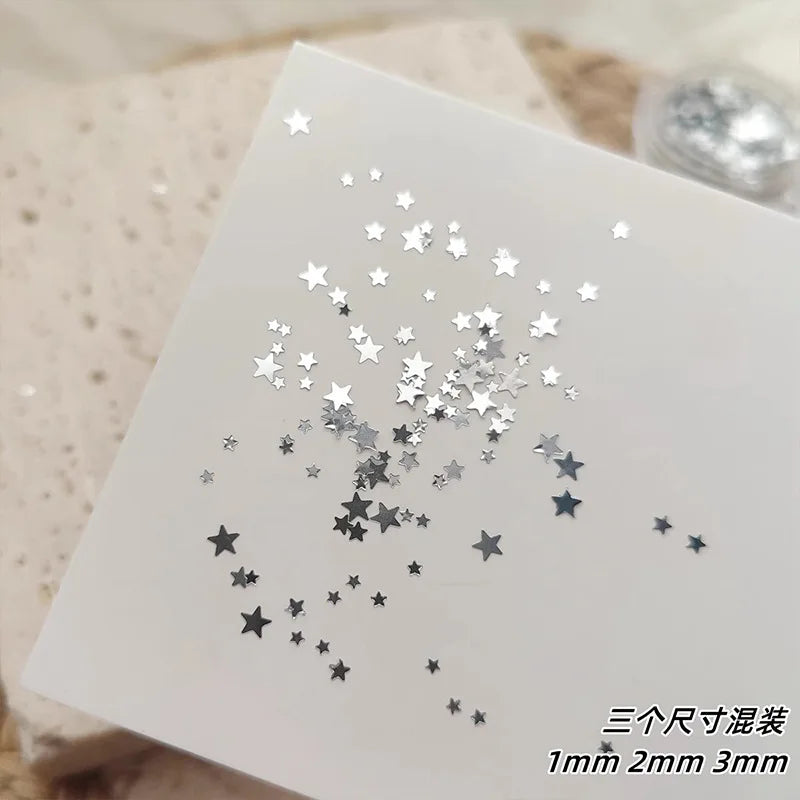 Mixed Star Nail Glitter Accessories Size Mixed Silver Pentagram Mini Color Ultra-thin Nail Patch Decoration