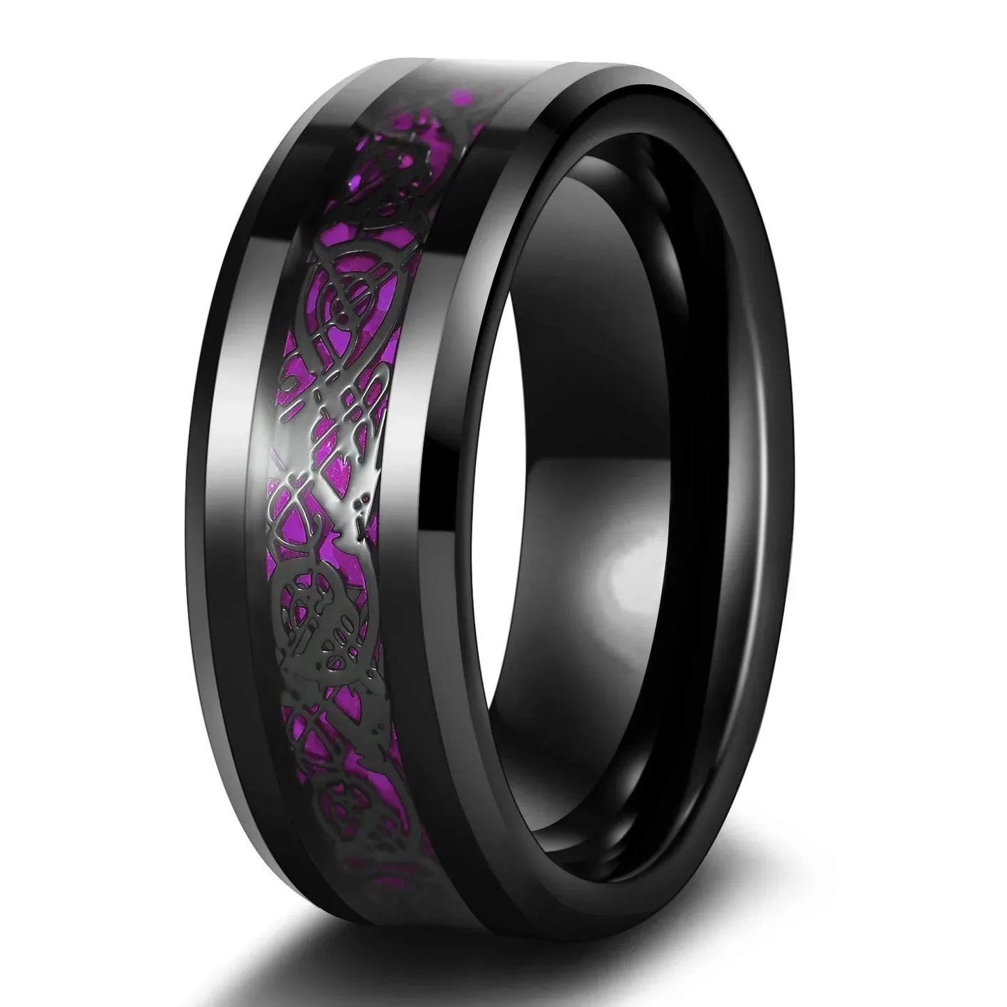 Charm Couple Rings Romantic Women Red Rhinestones Rings Set Trendy Men Stainless Steel Celtic Dragon Rings Wedding Band Jewel