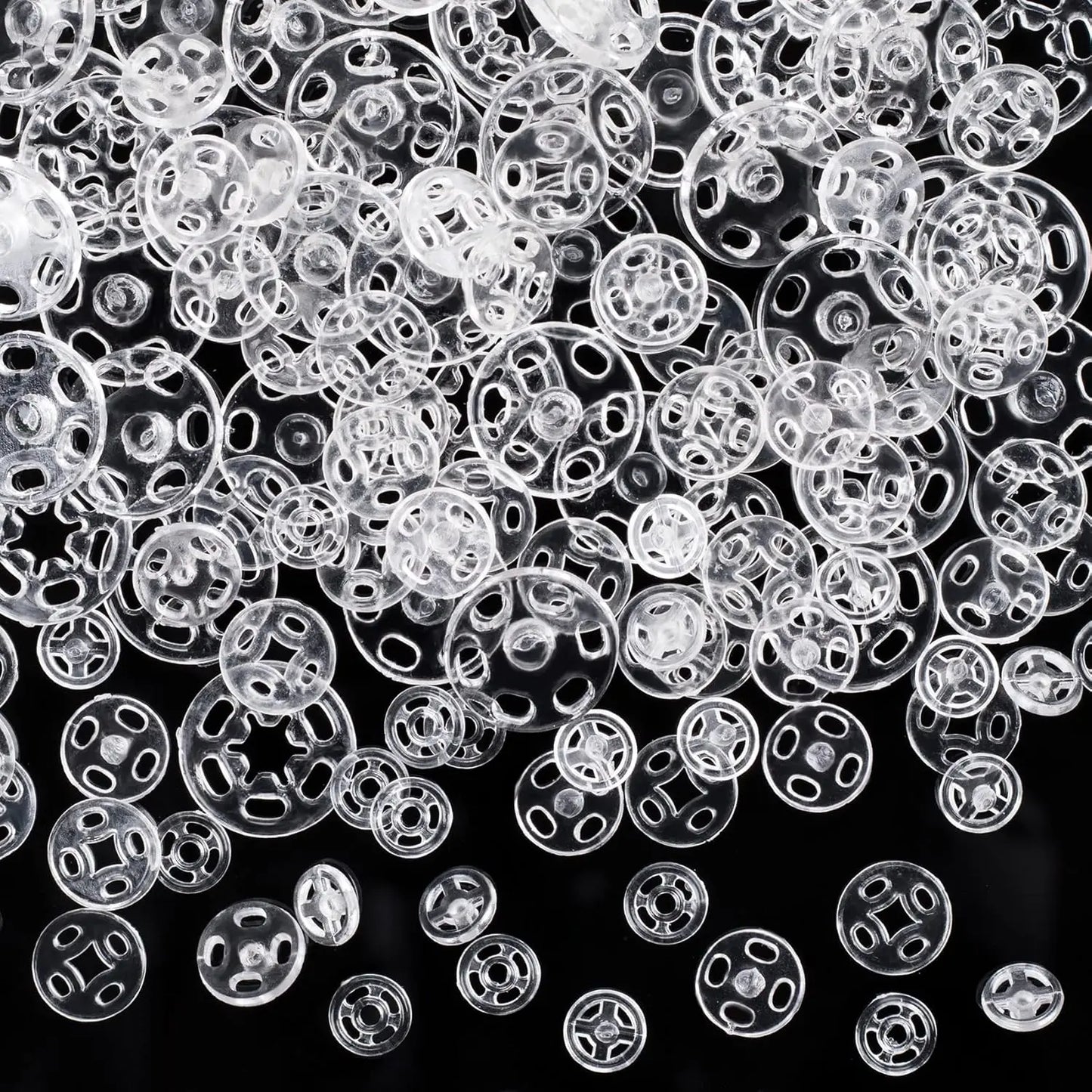 30/90Sets Plastic Sew-on Snap Buttons Invisible Snap Fasteners Buttons Round Clear Press Button for Sewing Clothing DIY Craft