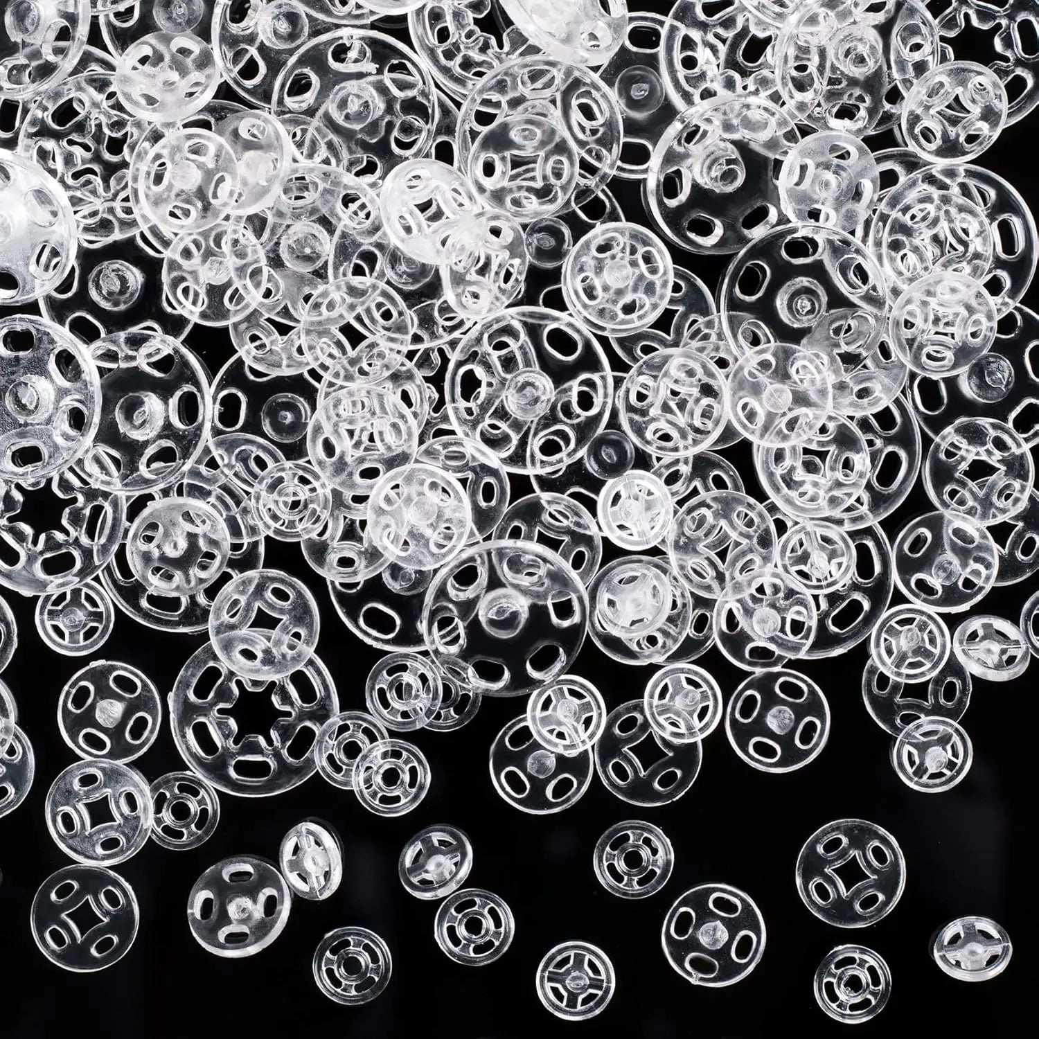 30/90Sets Plastic Sew-on Snap Buttons Invisible Snap Fasteners Buttons Round Clear Press Button for Sewing Clothing DIY Craft