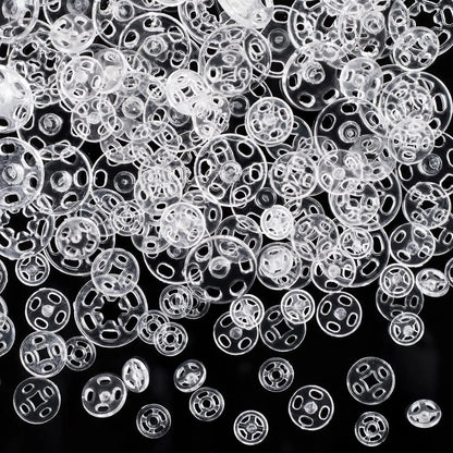 30/90Sets Plastic Sew-on Snap Buttons Invisible Snap Fasteners Buttons Round Clear Press Button for Sewing Clothing DIY Craft
