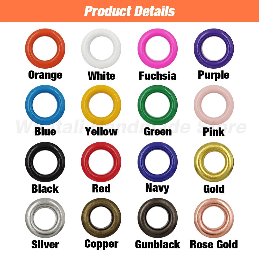 100 Sets 4mm Metal Eyelets Grommet Ring With Washer Multicolor For Scrapbooking Shoes Belt Cap Bag Tags Clothes DIY Leathercr