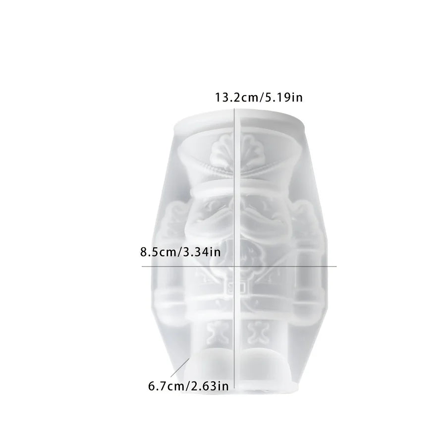 DIY 3D Nutcracker Ornament Silicone Mold, Soldier Candle Plaster Cement King Figurine Wax Product Casting Tool for DIY Crafts