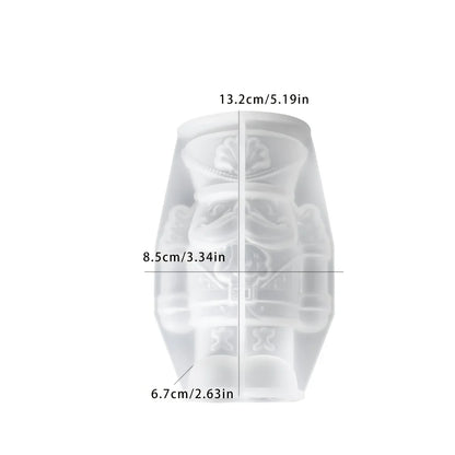 DIY 3D Nutcracker Ornament Silicone Mold, Soldier Candle Plaster Cement King Figurine Wax Product Casting Tool for DIY Crafts