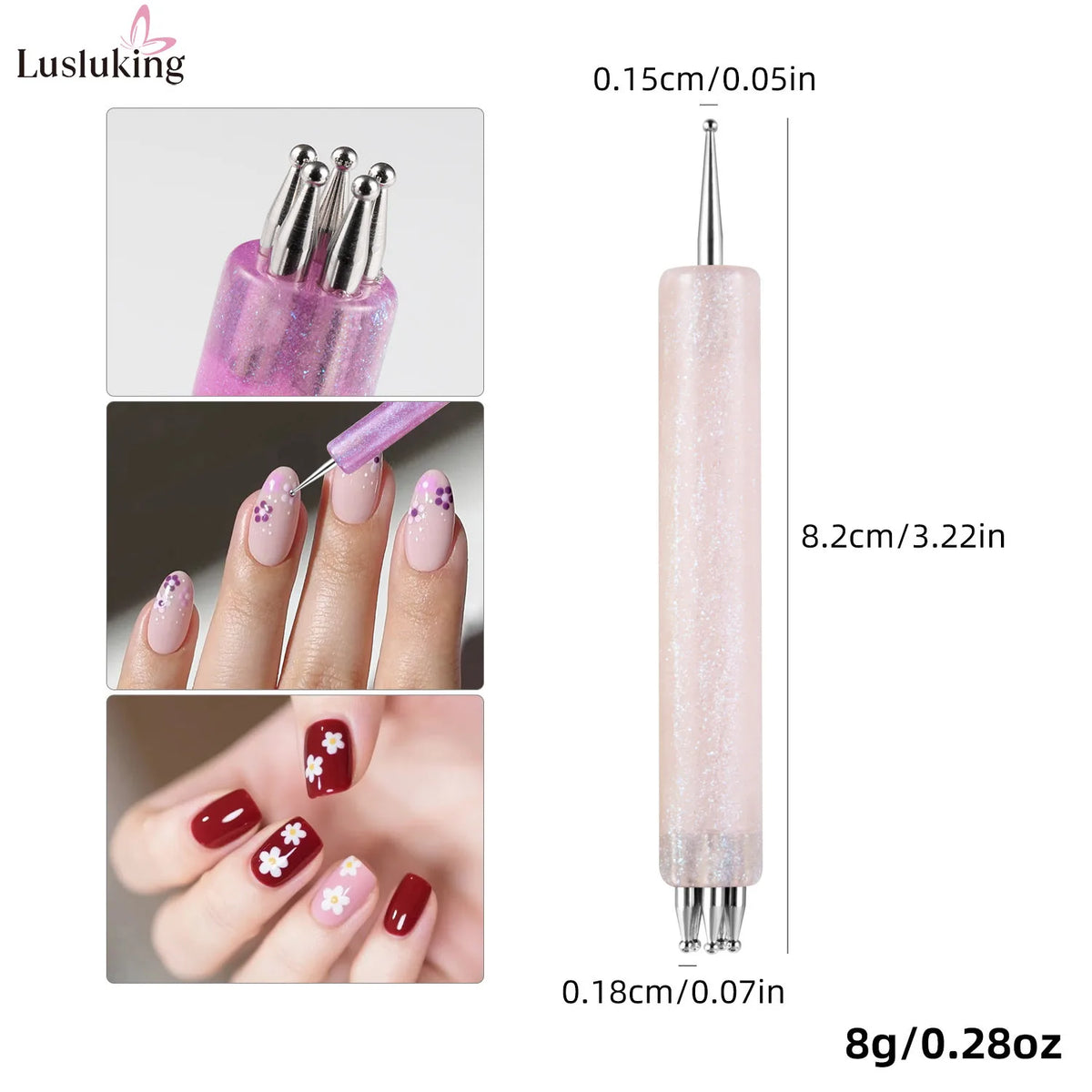 DIY Nail Art 5-Petal Dotting Tool Flower Creator 1.8mm Fine Tip Rhinestone Pickers Glitter Handle Manicure Nail Tools Brushes