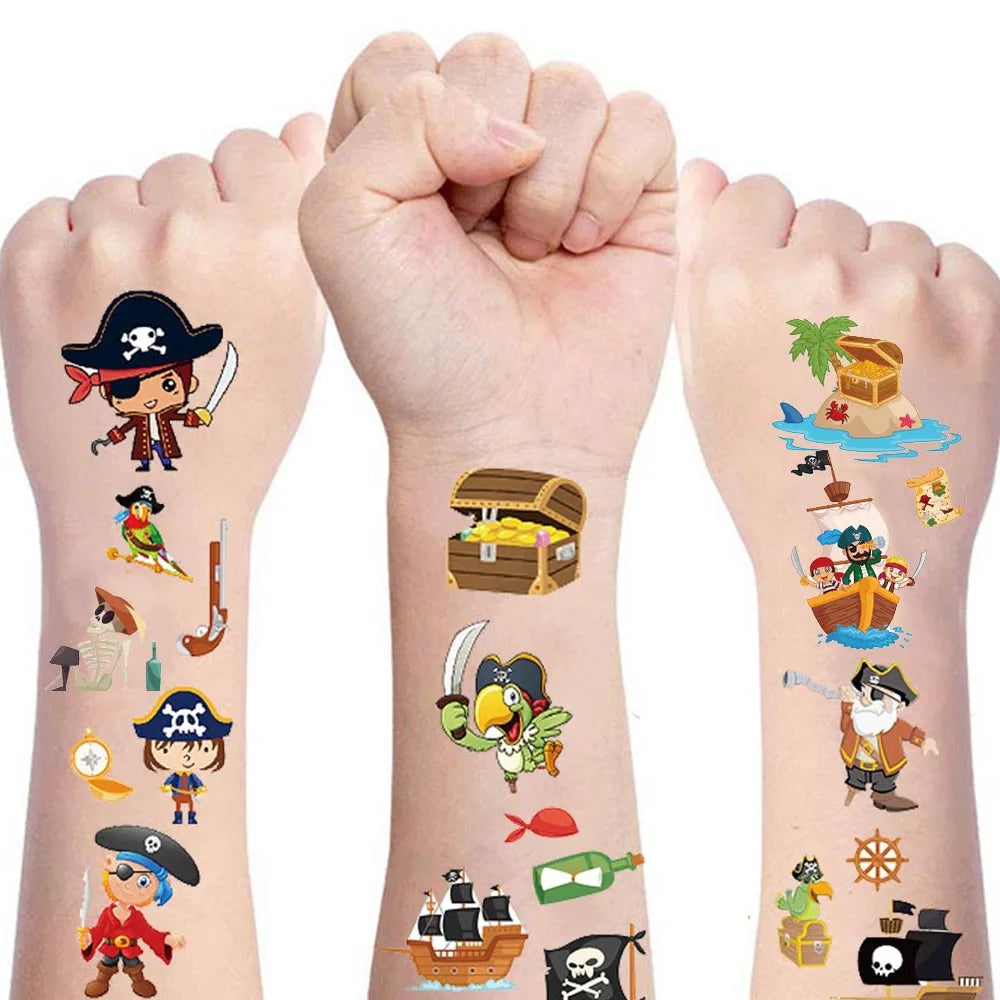 Pirate Party Supplies Temporary Tattoos Boys Girls Tattoos Stickers Birthday Party Supplies Gift Pirate Party Favors Decorati