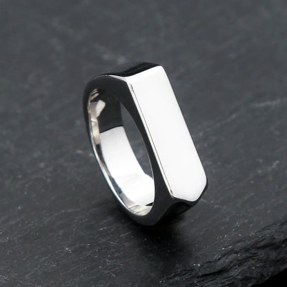 Fashion 316L Stainless Steel Simple Rings For Men Women Punk Hip Hop Square Band Flat Top Signet Ring Charm Party Jewelry Gif