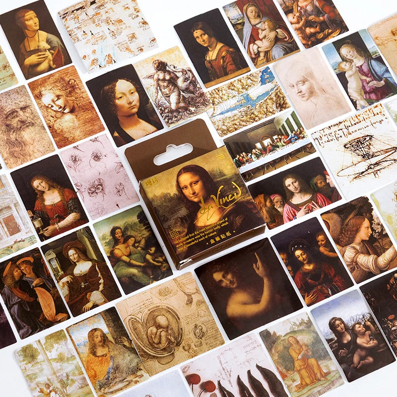 45pcs/lot Van Gogh Famous paintings Mini Box Stickers Vintage Paper Stationery Sticker Set For Diy Scrapbook Card Making Craf