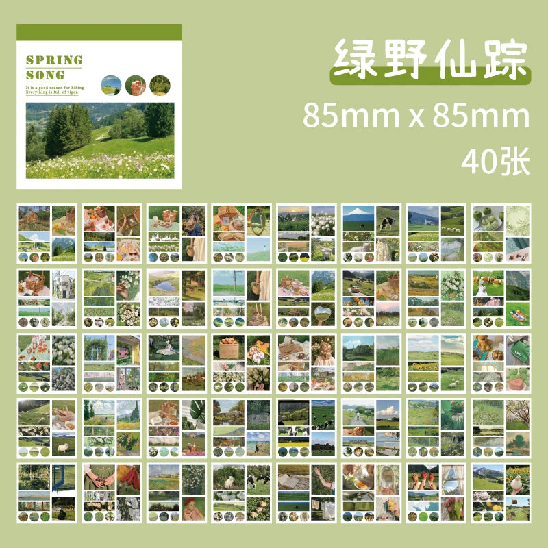 50sheets 50 Patterns Washi Paper Ins Stickers Book Aesthetic Scenery Sticker for Scrapbooking Journals Album Diary DIY Paers 