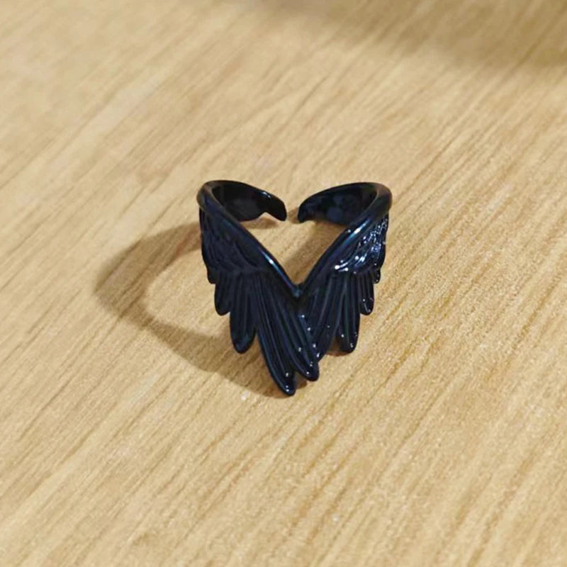 Retro Angel Demon Wings Open Ring for Women Couples Punk Gothic Adjustable Finger Jewelry Accessories Hip Hop Gifts - 991216