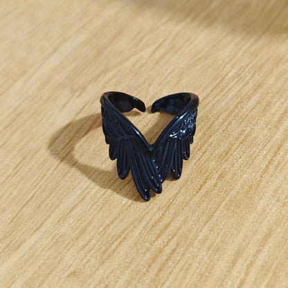 Retro Angel Demon Wings Open Ring for Women Couples Punk Gothic Adjustable Finger Jewelry Accessories Hip Hop Gifts - 991216