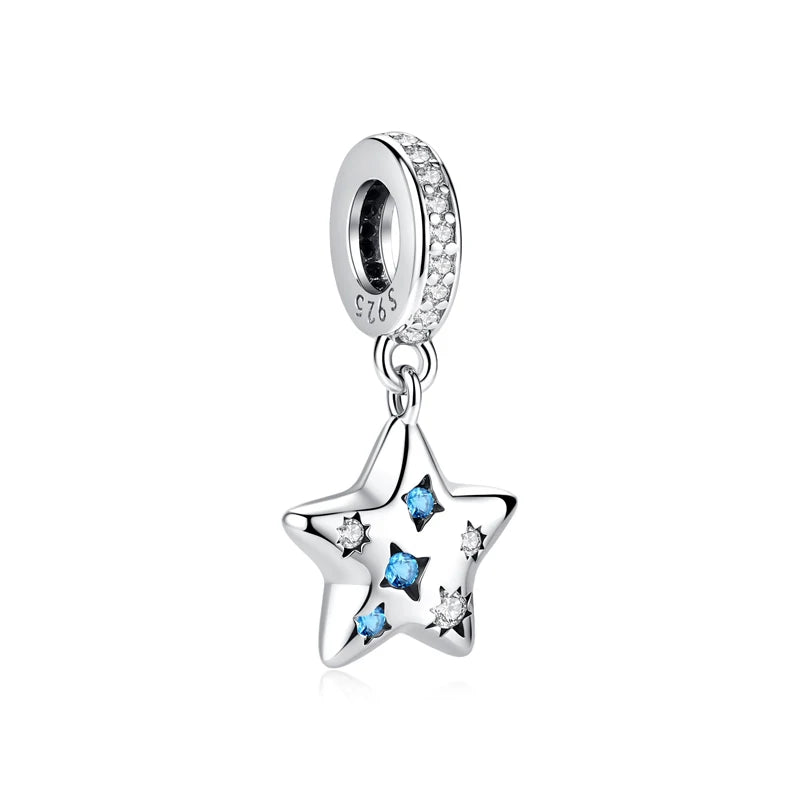 925 Sterling Silver Charms Fit Original Bracelets Star Moon Sun Spaceman Pendant Beads DIY Women Necklaces Jewelry - 25