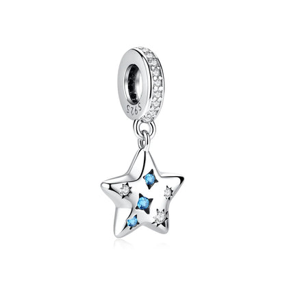 925 Sterling Silver Charms Fit Original Bracelets Star Moon Sun Spaceman Pendant Beads DIY Women Necklaces Jewelry - 25