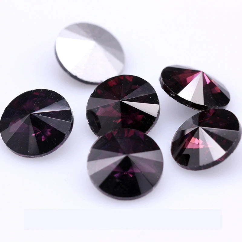 Fantastic 6/8/10/12/14/16/18/25MM Rivoli Cabochons Round Fancy Rhinestone Crystal For Applique Clothing Garment Decoration Be