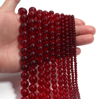 1 String Pomegranate Red Beads Loose Round Beads Glass Spacer Beads For Jewelry Making DIY Handmade DIY Bracelet Necklace Rin