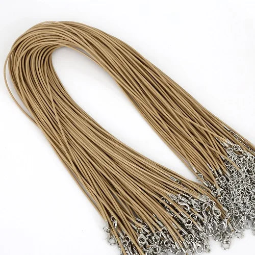 10Pcs/lot 1.5mm 2mm Adjustable Leather Cord Waxed Thread Rope Necklace Extender Chain Lobster Clasp DIY Jewelry Making Findin