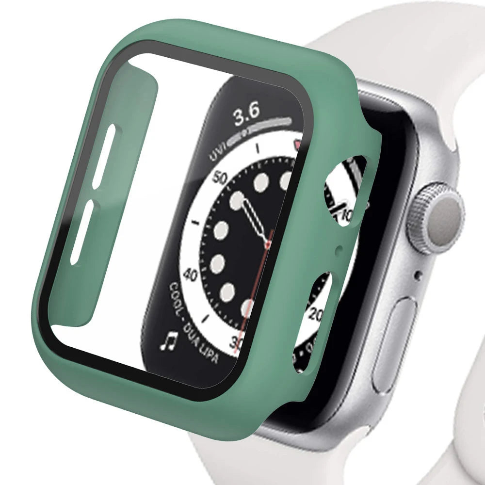 Tempered Glass+cover For Apple Watch Accessories 45mm 41mm 44mm 40mm 42mm Screen Protector Apple watch Case serie 9 4 5 6 SE 