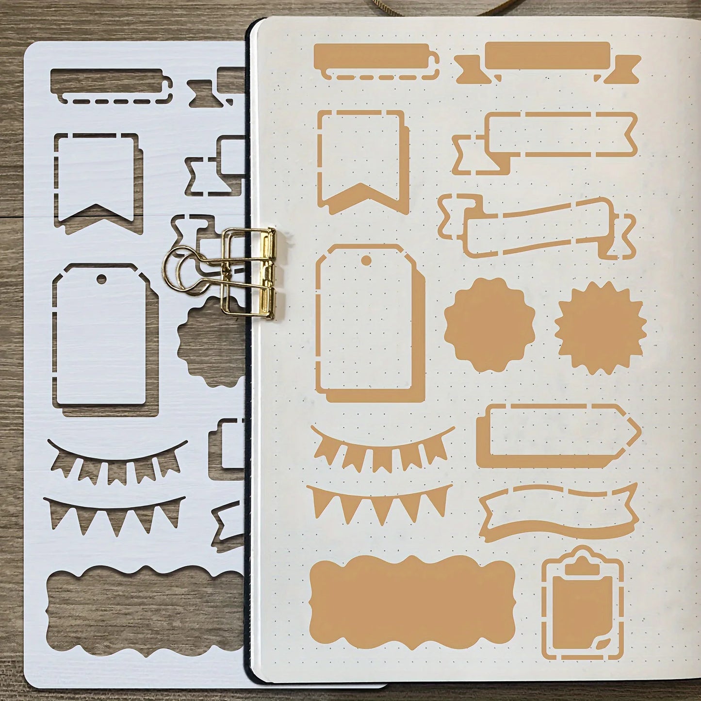 15Pcs Reusable Bullet Stencils Diary Drawing Templates For Painting DIY Scrapbooking Diary Scrapbook Journal Stationery Gifts